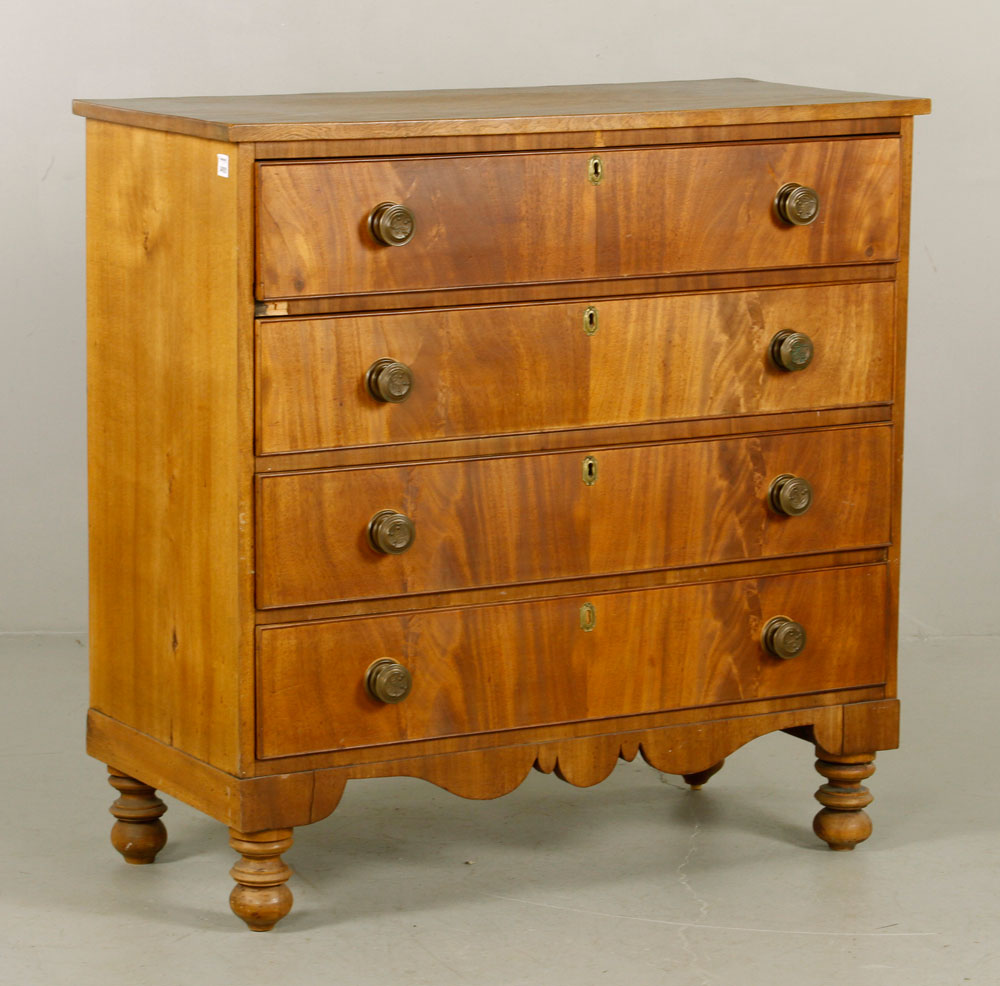 Appraisal: - English Mahogany Chest English chest mahogany four drawers raised