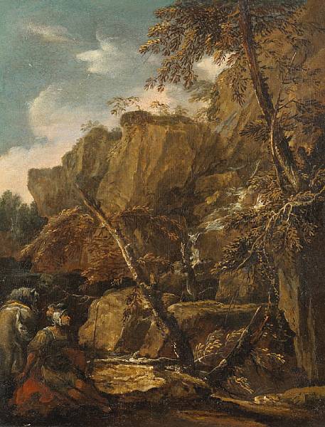 Appraisal: Circle of Salvator Rosa Arenella - Rome A rocky river