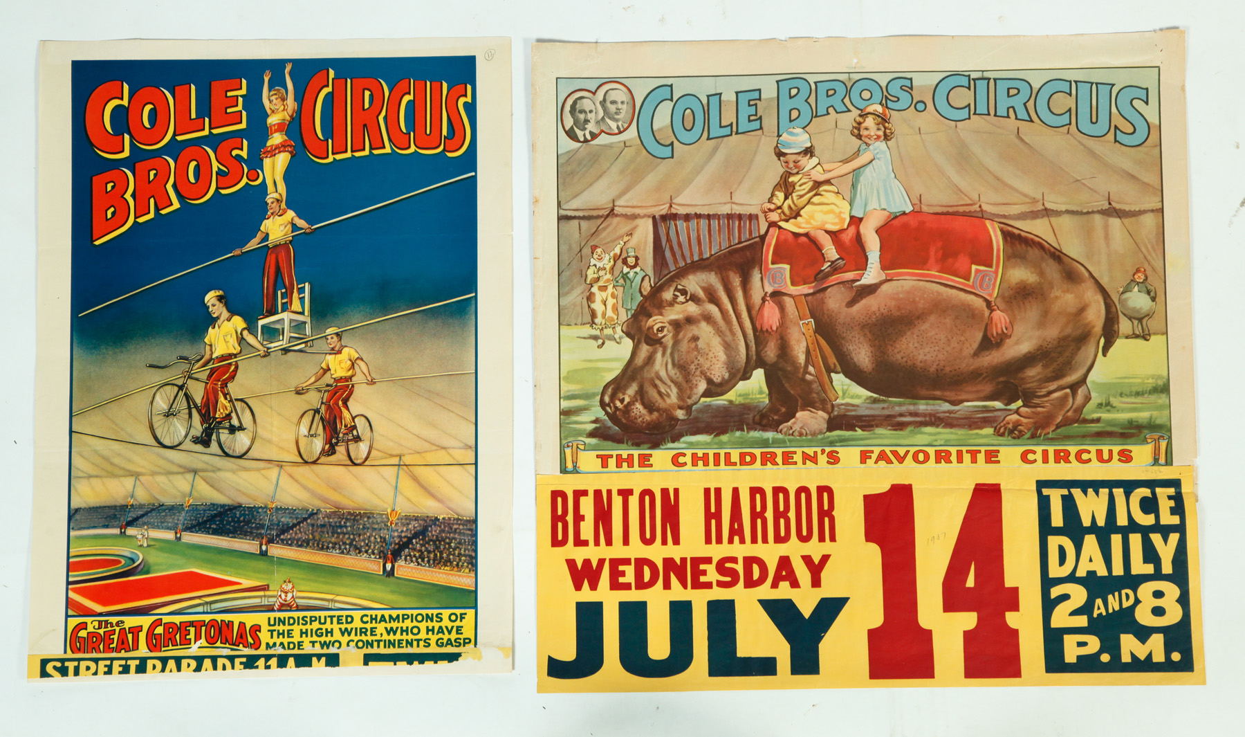 Appraisal: TEN COLE BROS CIRCUS POSTERS American th century Comprised of