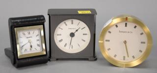 Appraisal: Three small clocks including Tiffany Co heavy brass round fan