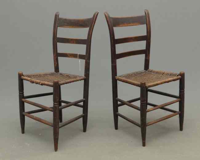 Appraisal: Pair th c woven seat chairs '' Seat Ht ''