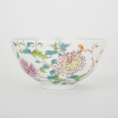 Appraisal: A Famille Rose Chrysanthemum Bowl Yongzheng Mark Condition Firing flaws