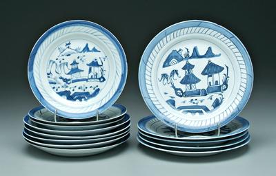 Appraisal: Canton plates similar diagonal line interior borders five with blue