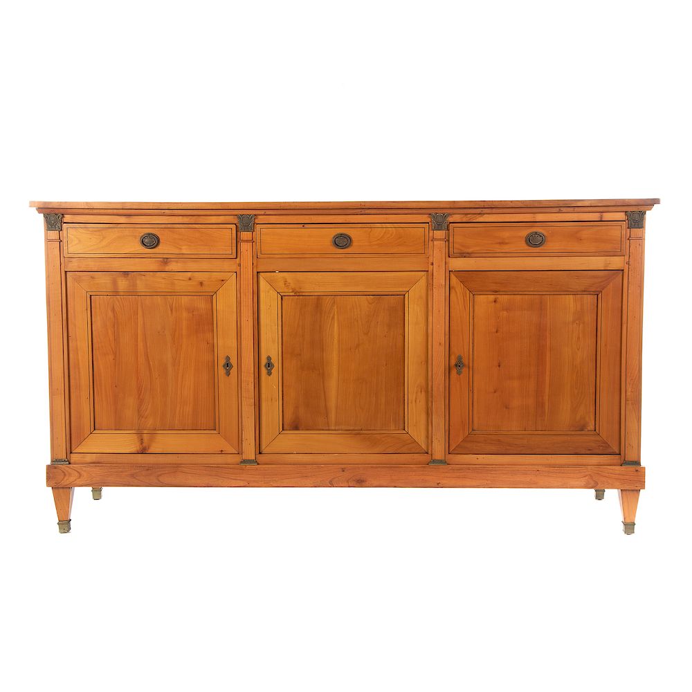 Appraisal: French Directoire Style Cherry Buffet th century flat top three