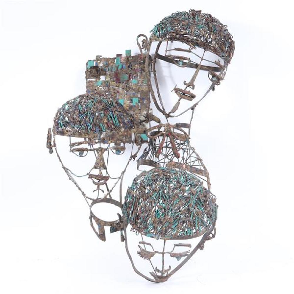 Appraisal: ROBERT LOHMAN INDIANA - BRUTALIST WIRE FACE MASKS WELDED METAL