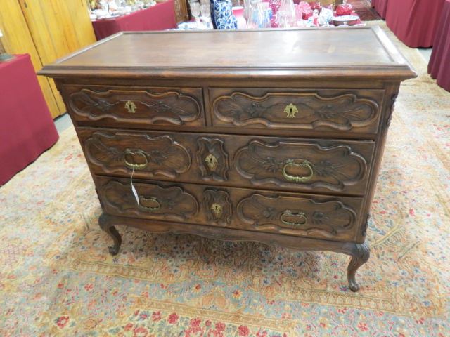 Appraisal: Contenialtal Carved Chest triple drawers tall wide deep