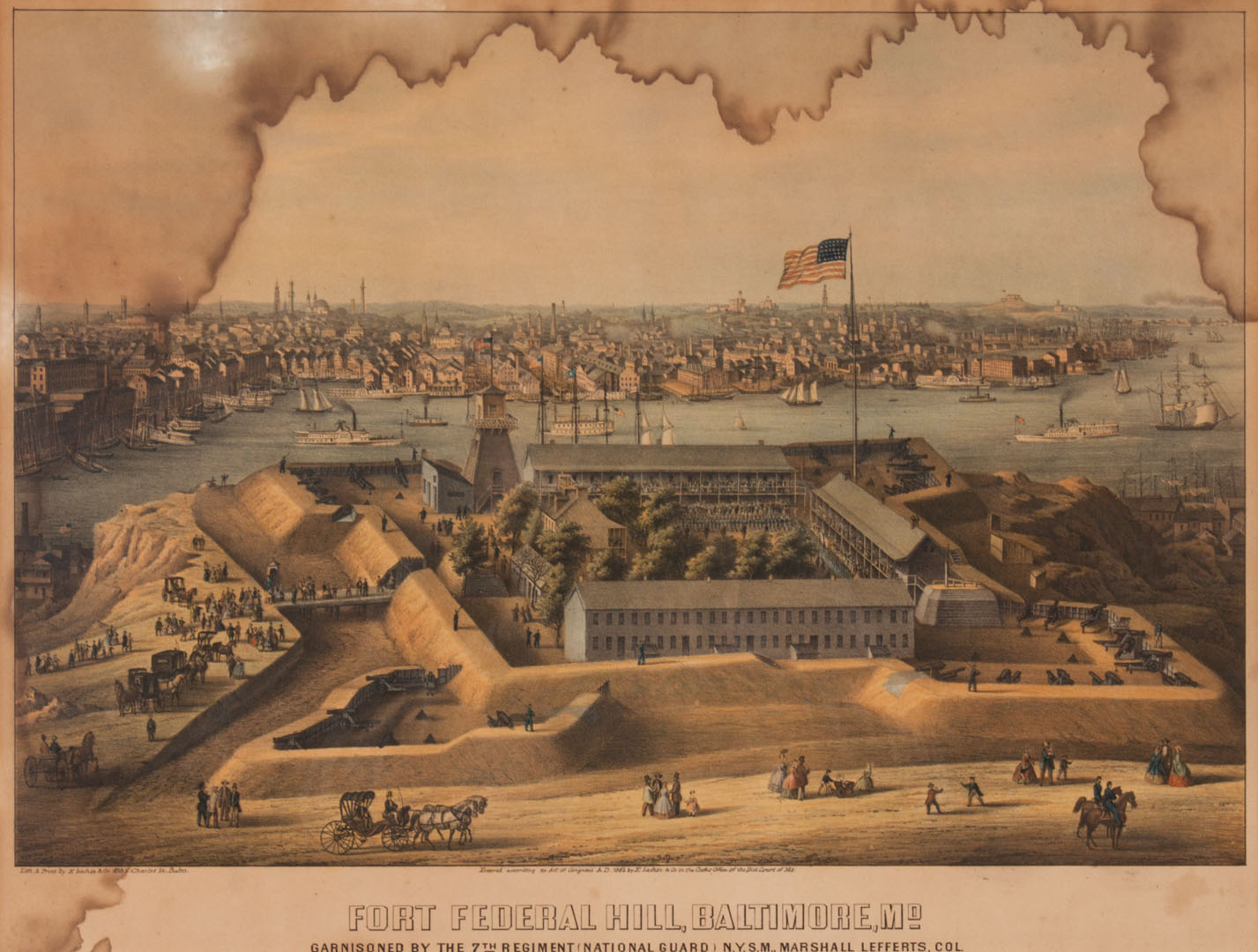 Appraisal: Edward Sachse Fort Federal Hill Baltimore MD American - Color