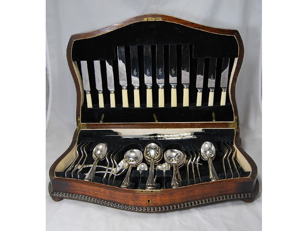 Appraisal: Large canteen of silver plated rat tail flatware and cutlery