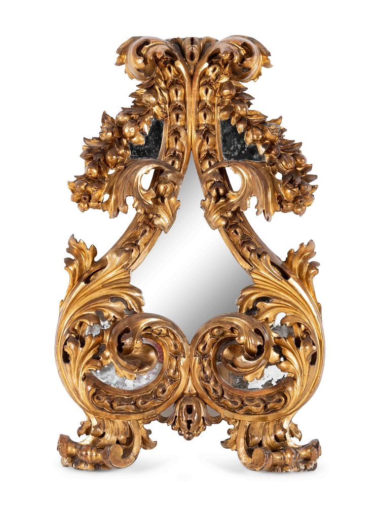 Appraisal: A Florentine Rococo Revival Carved Giltwood Mirror A Florentine Rococo