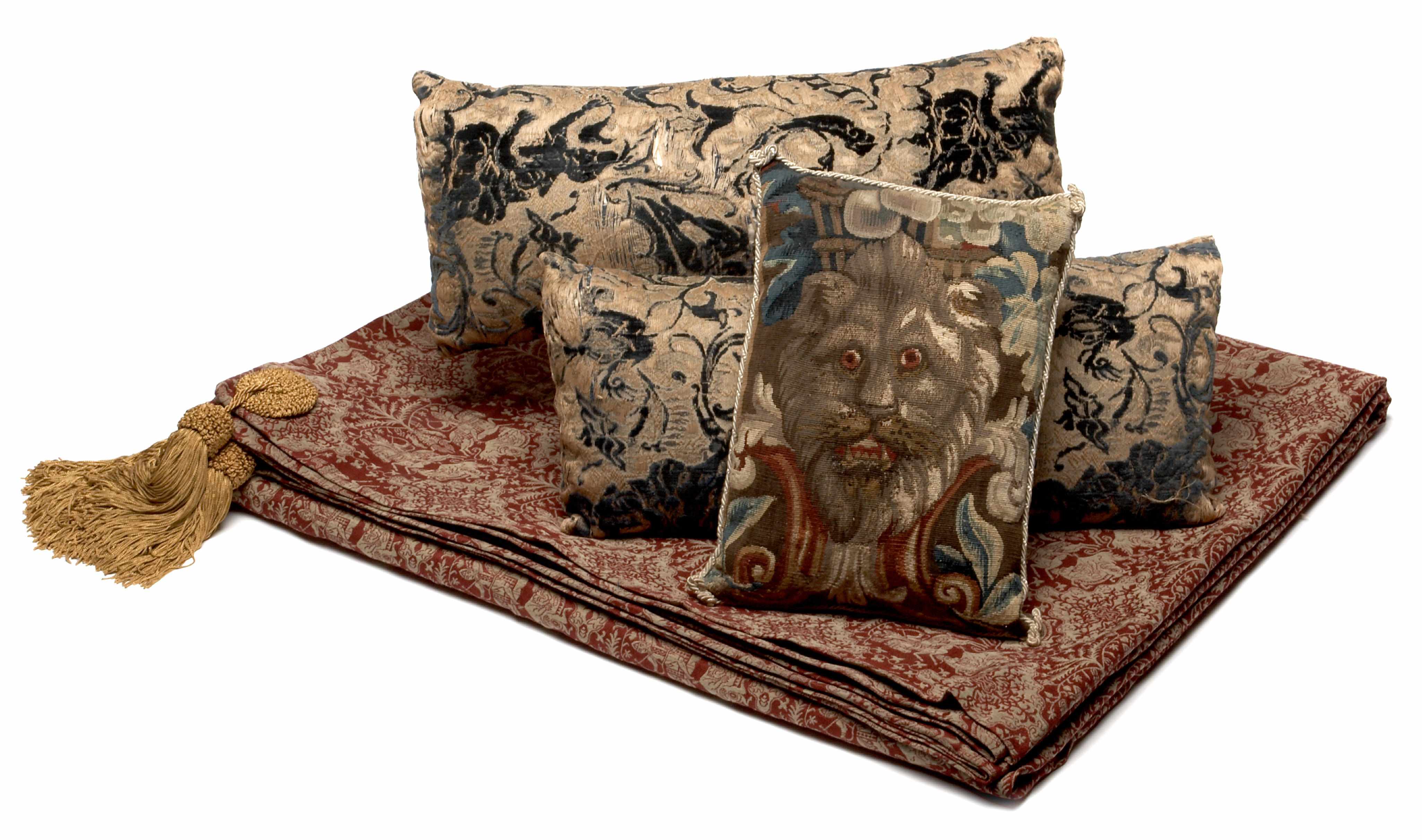 Appraisal: A group of six needlework upholstered cushions th century Comprising