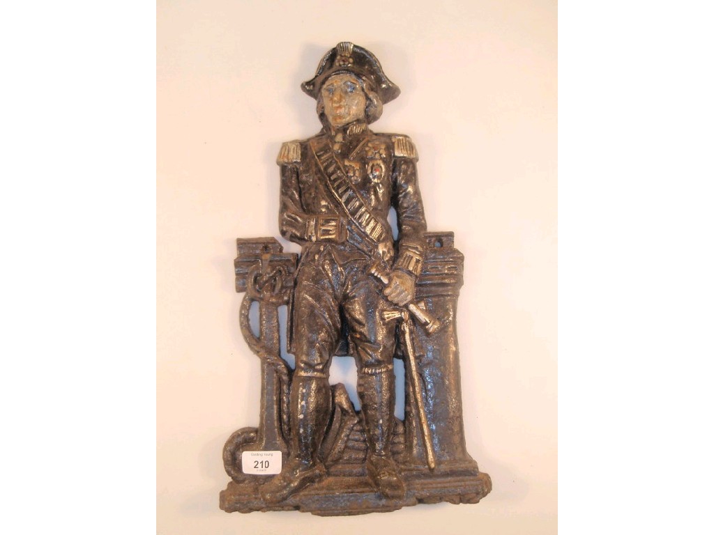 Appraisal: A cast iron doorstop modelled as Admiral Nelson painted black