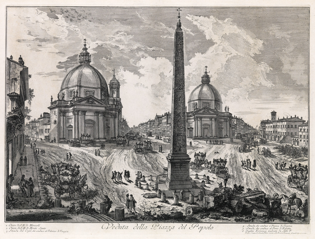 Appraisal: GIOVANNI B PIRANESI Veduta della Piazza del Popolo Etching x