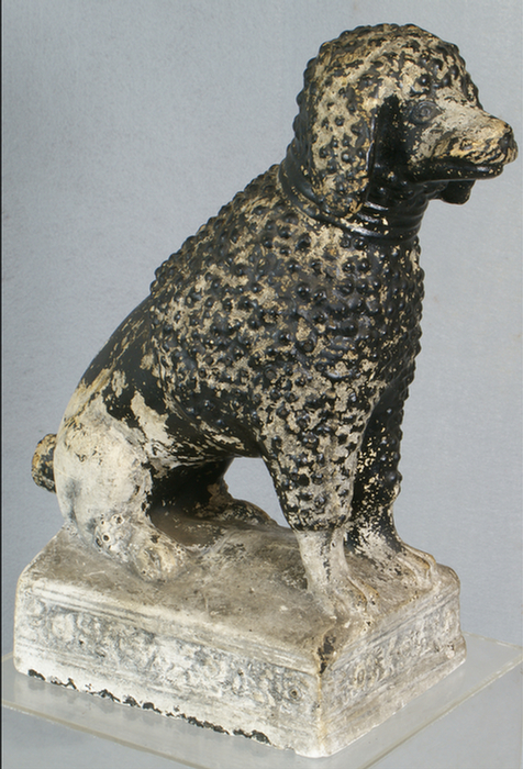 Appraisal: Chalk seated poodle th c found in PA flaking paint