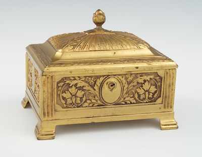 Appraisal: A Gilt Bronze Trinket Box or Jewelry Casket The relief