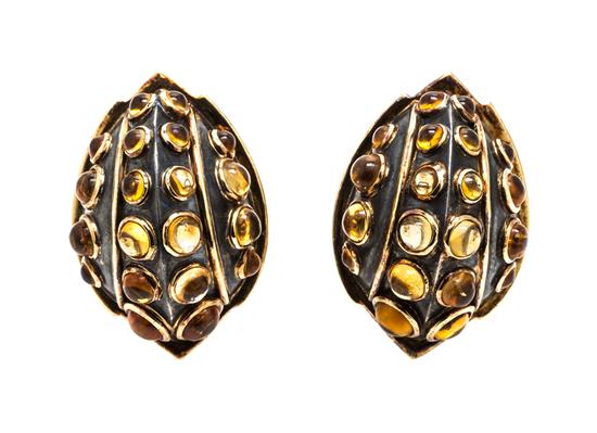 Appraisal: Sale Lot A Pair of Karat Yellow Gold Oxidized Silver