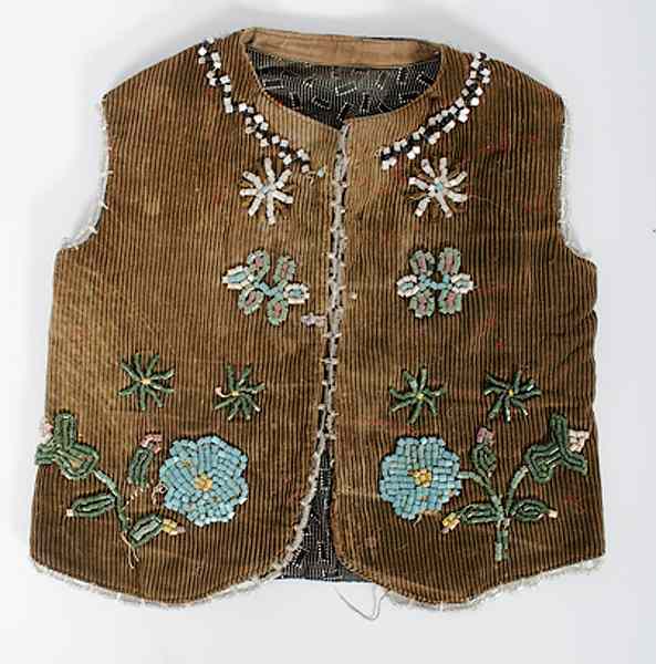 Appraisal: Plateau Child's Beaded Corduroy Vest Deaccessioned from the Henry County