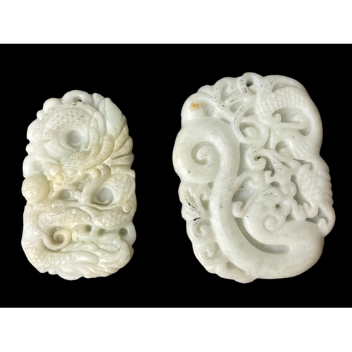 Appraisal: Pair of Chinese carved Jade pendant Largest x cm