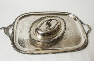 Appraisal: Silverplate Tray and Warming Dish Tray x