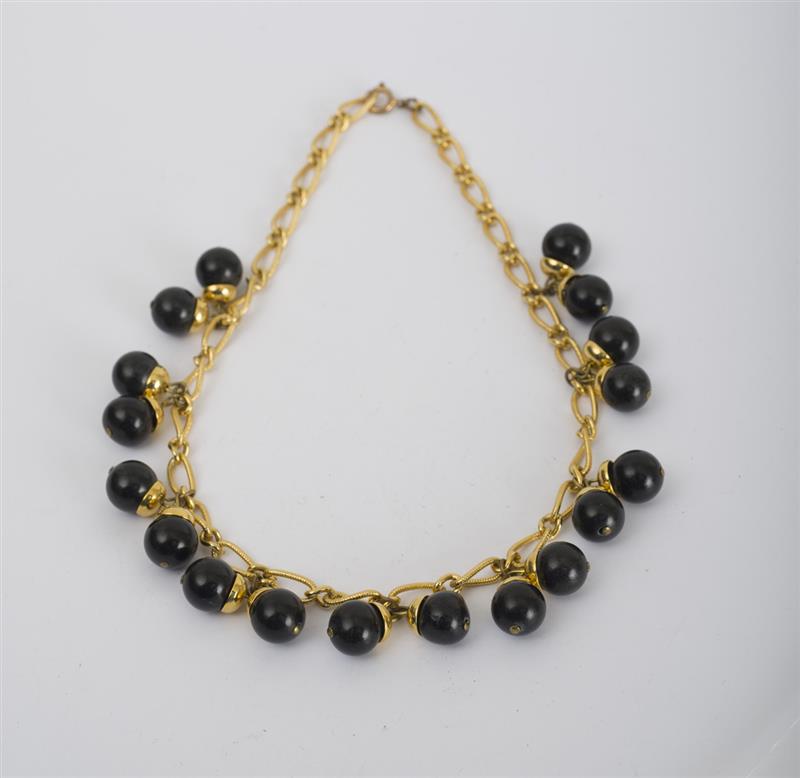 Appraisal: Gilt-Metal and Simulated Stone Bib Necklace Together with a gilt-metal