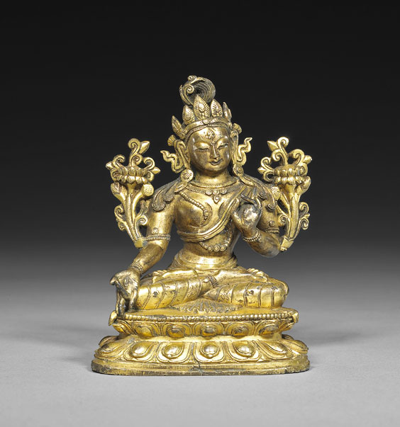 Appraisal: SINO-TIBETAN GILT BRONZE FIGURE Beautifully cast and antique Sino-Tibetan gilt