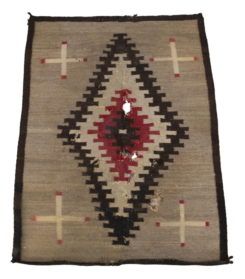 Appraisal: SMALL NAVAJO RUG Single diamond with crosses in corners in