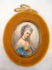 Appraisal: Miniature 'Portrait of a Lady' initialed 'JW' oil on card