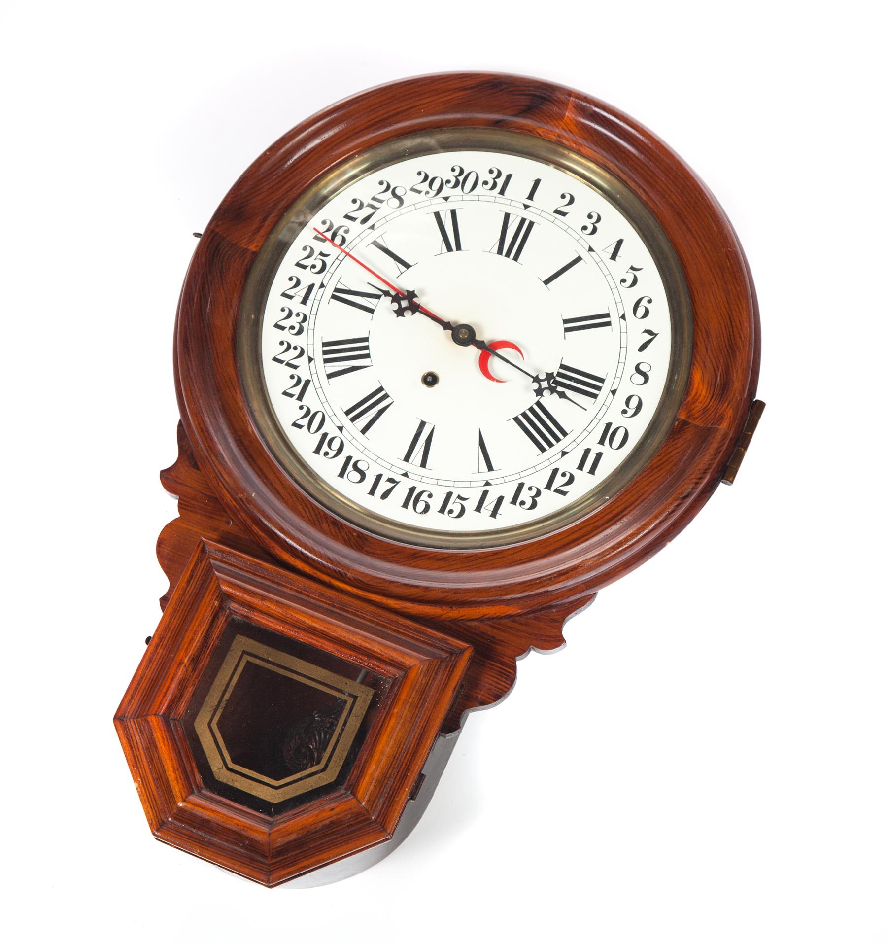 Appraisal: CALENDAR WALL CLOCK American th quarter- th century soft wood