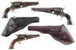 Appraisal: LOT OF THREE REMINGTON PERCUSSION REVOLVERS WITH TWO HOLSTERS Pocket