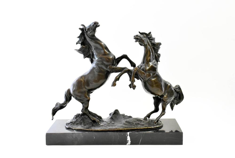 Appraisal: CONTINENTAL PATINATED BRONZE OF TWO STALLIONSModern Miguel Fernando Lopez Milo