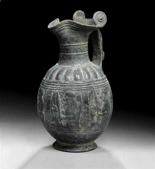 Appraisal: JUG known as a Bucchero Pesante-Kanne Etruscan nd half of