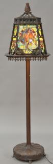 Appraisal: Large Tiffany style bronze floor lamp having large four sided