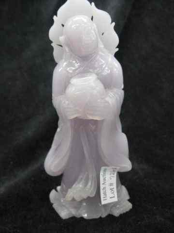 Appraisal: Chinese Carved Lavender Jade Figurineof a Buddha holding a jar