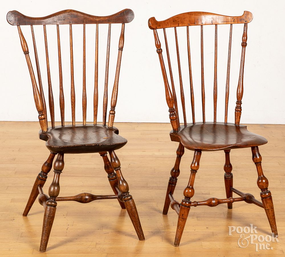 Appraisal: Two fanback Windsor side chairs ca Two fanback Windsor side