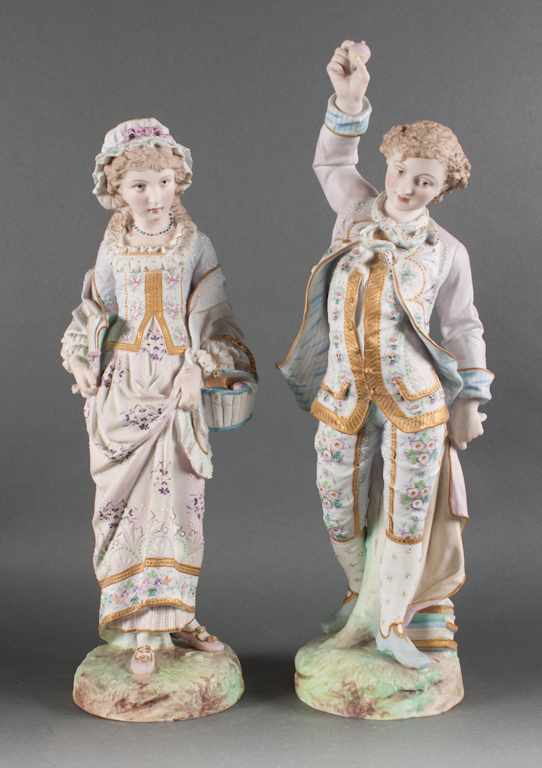 Appraisal: Pair of Vion Baury painted bisque porcelain figures of a