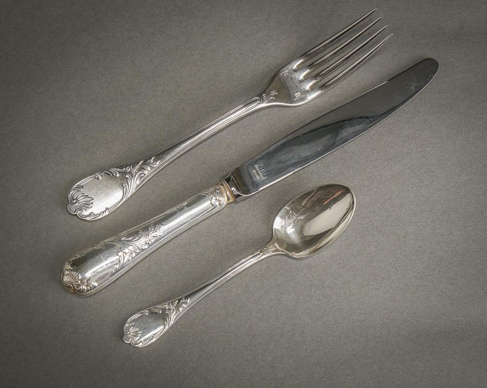 Appraisal: CHRISTOFLE STERLING AND SILVERPLATE ASSEMBLED FLAT TABLE SERVICE MARLEY PATTERN