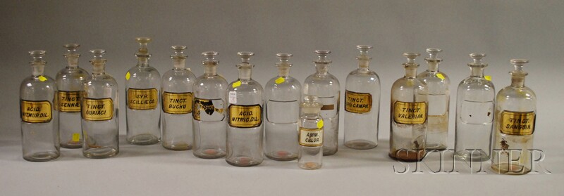 Appraisal: Collection of Late th Century Glass Apothecary Jars cylindrical jars