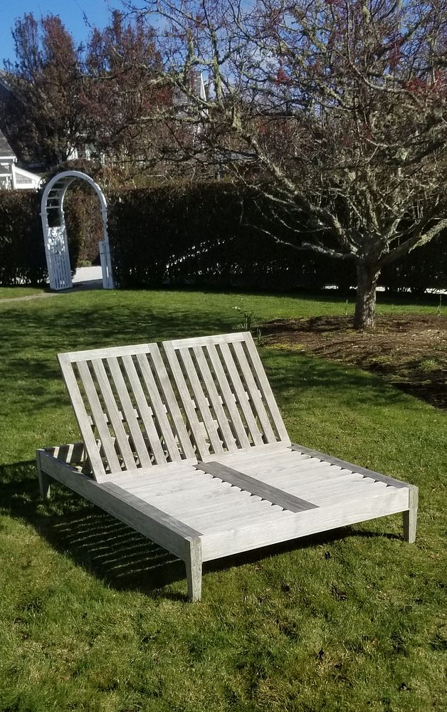 Appraisal: Outdoor Teak Double Wide Chaise Lounge with Cushions Outdoor Teak