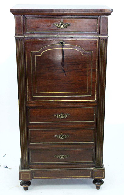 Appraisal: A LATE TH CENTURY FRENCH MAHOGANY SECRETAIRE ABATTANT with drawer