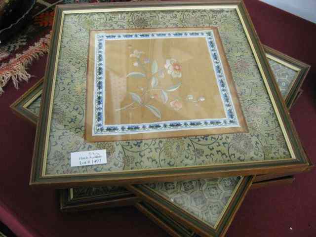 Appraisal: Chinese Silks fine florals approx '' square framed