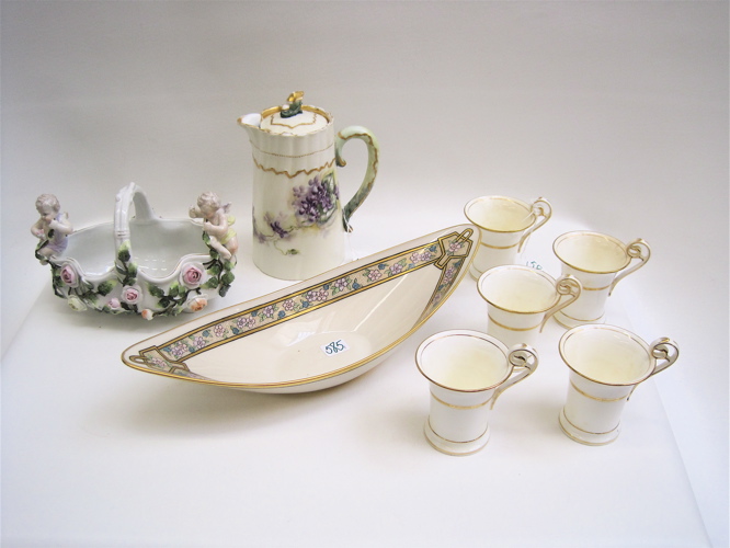 Appraisal: EIGHT PORCELAINS a French coffee pot H English Minton teacups