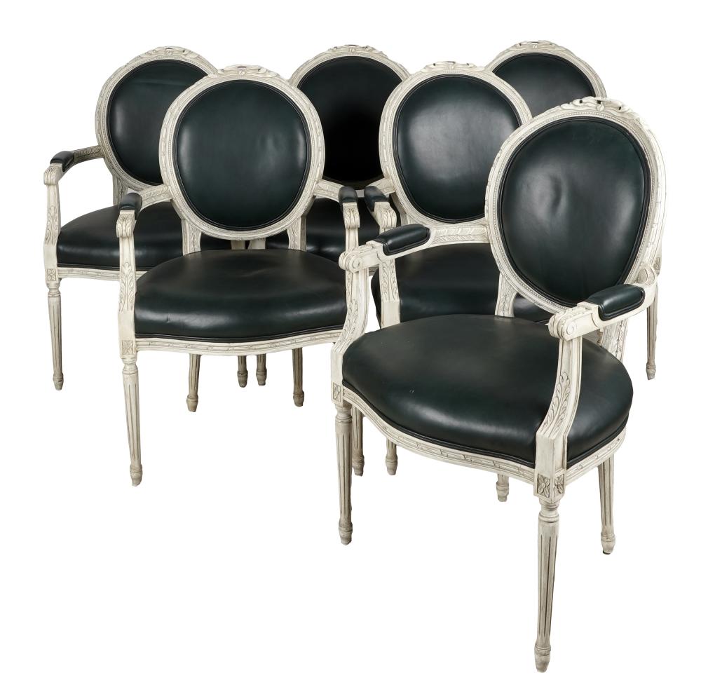 Appraisal: SET OF GABRIEL VICTOR FAUTEUILSwith label white-painted carved wood and