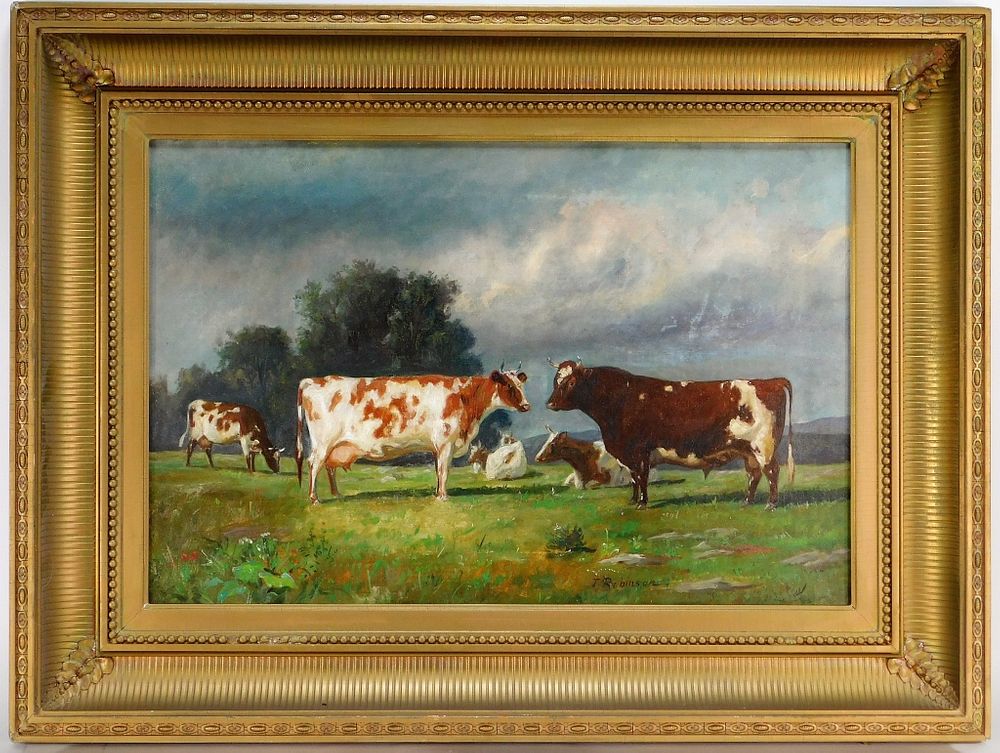 Appraisal: Thomas Harris Robinson Grazing Cows O C Painting Rhode Island