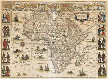 Appraisal: piece Hand-Colored Engraved Map Bleau Willem Africa Nova Descripto Amsterdam