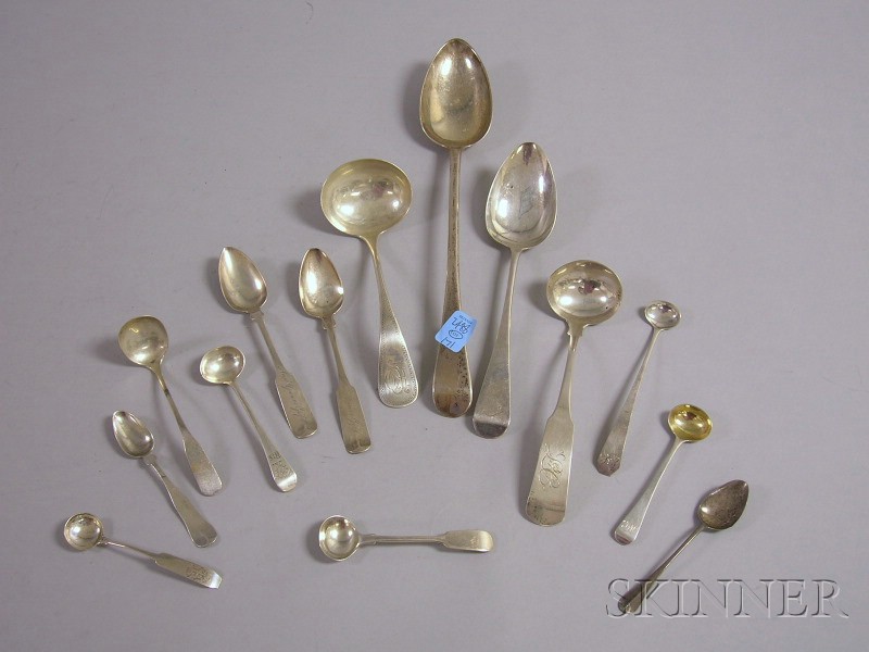 Appraisal: Group of Coin and Sterling Silver Spoons and Ladles America