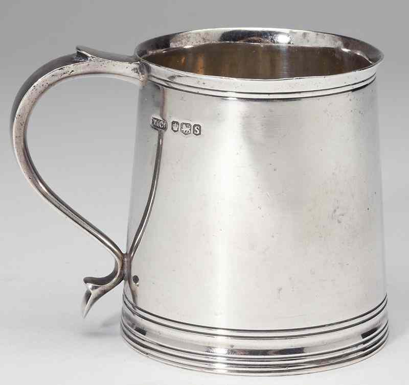 Appraisal: Tiffany Co English Sterling Mugtapered barrel form body with ribbed