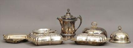 Appraisal: Seven Assorted Silverplate Articles Including a Victorian ice water pitcher