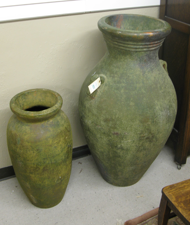 Appraisal: TWO LARGE POTTERY GARDEN PATIO VASES both of terra cotta