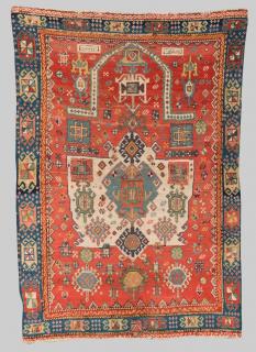 Appraisal: KAZAK PRAYER RUG KAZAK PRAYER RUG Caucasus dated AH ft