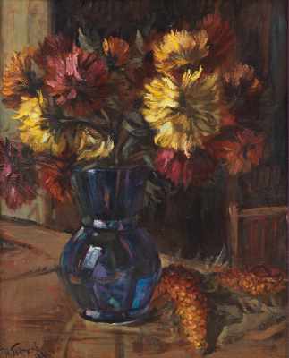 Appraisal: Nikolai P Turkov Russian b Flower Still Life Oil on