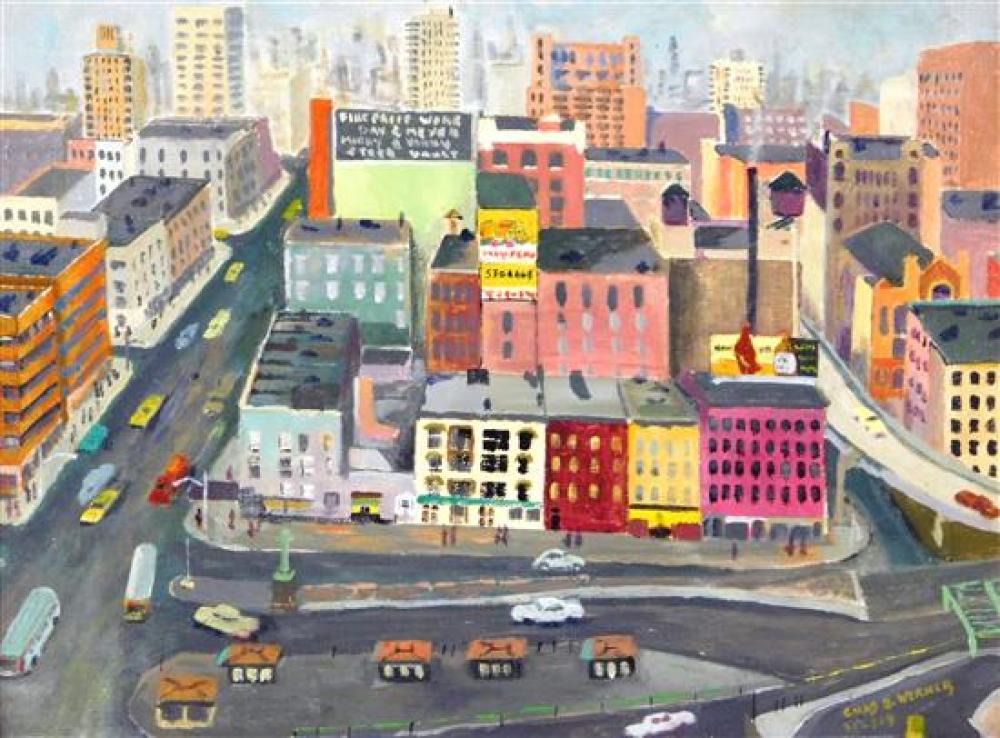 Appraisal: Chas B Werner Entrance to the Holland Tunnel oil on